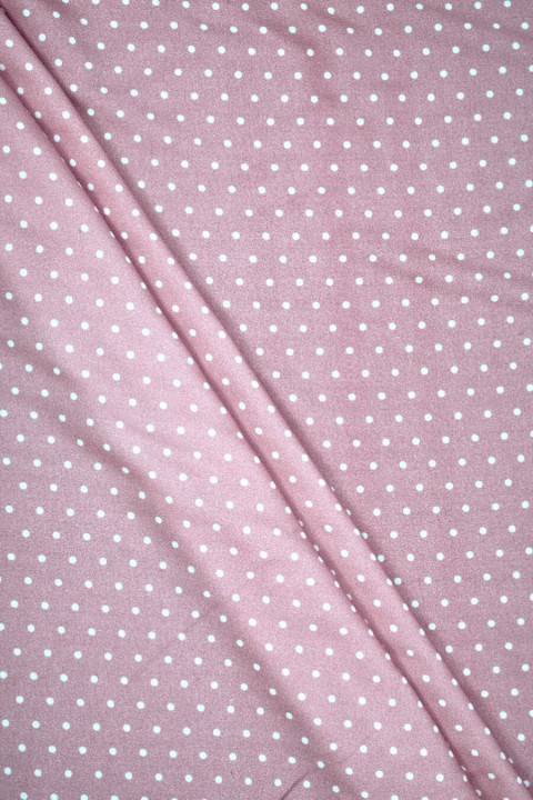 Lilac-pink viscose with small polka dots