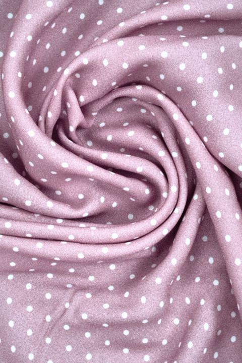 Lilac-pink viscose with small polka dots