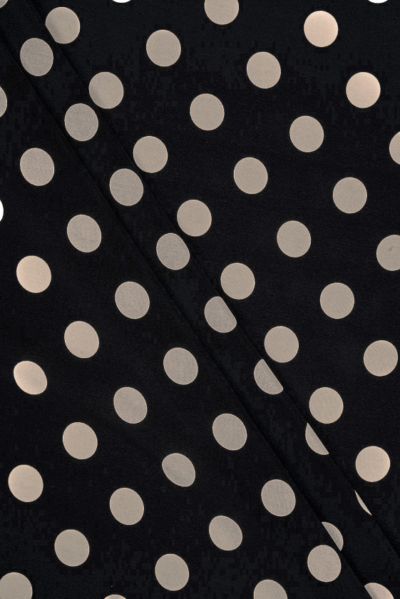 Black crepe silk with polka...
