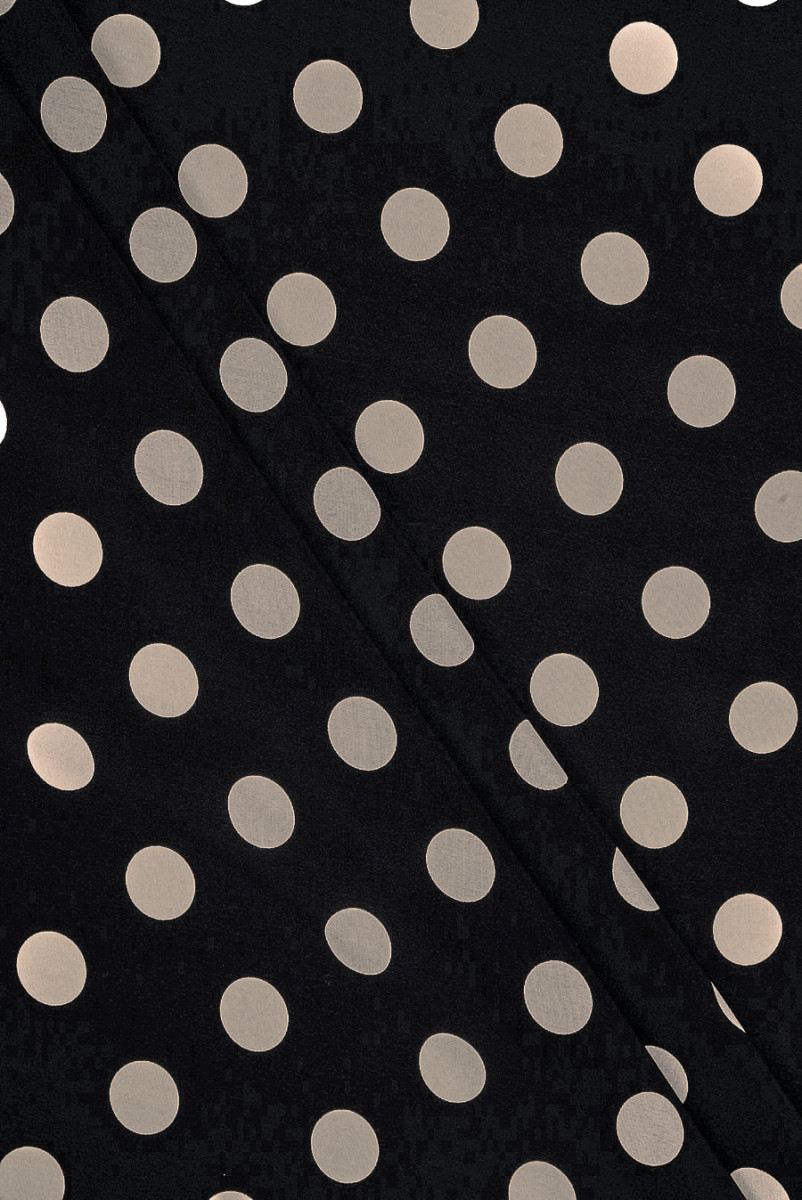 Black crepe silk with polka...