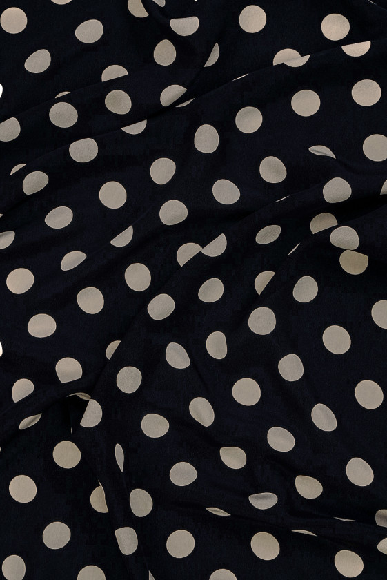 Black crepe silk with polka dots