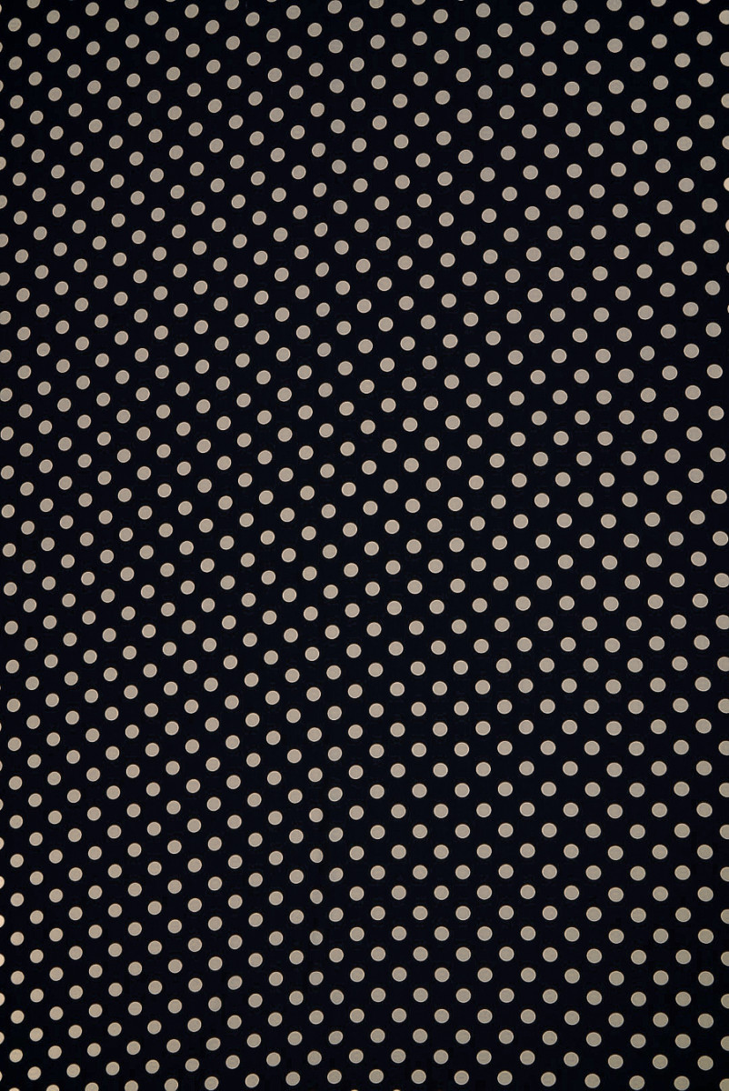 Black crepe silk with polka dots