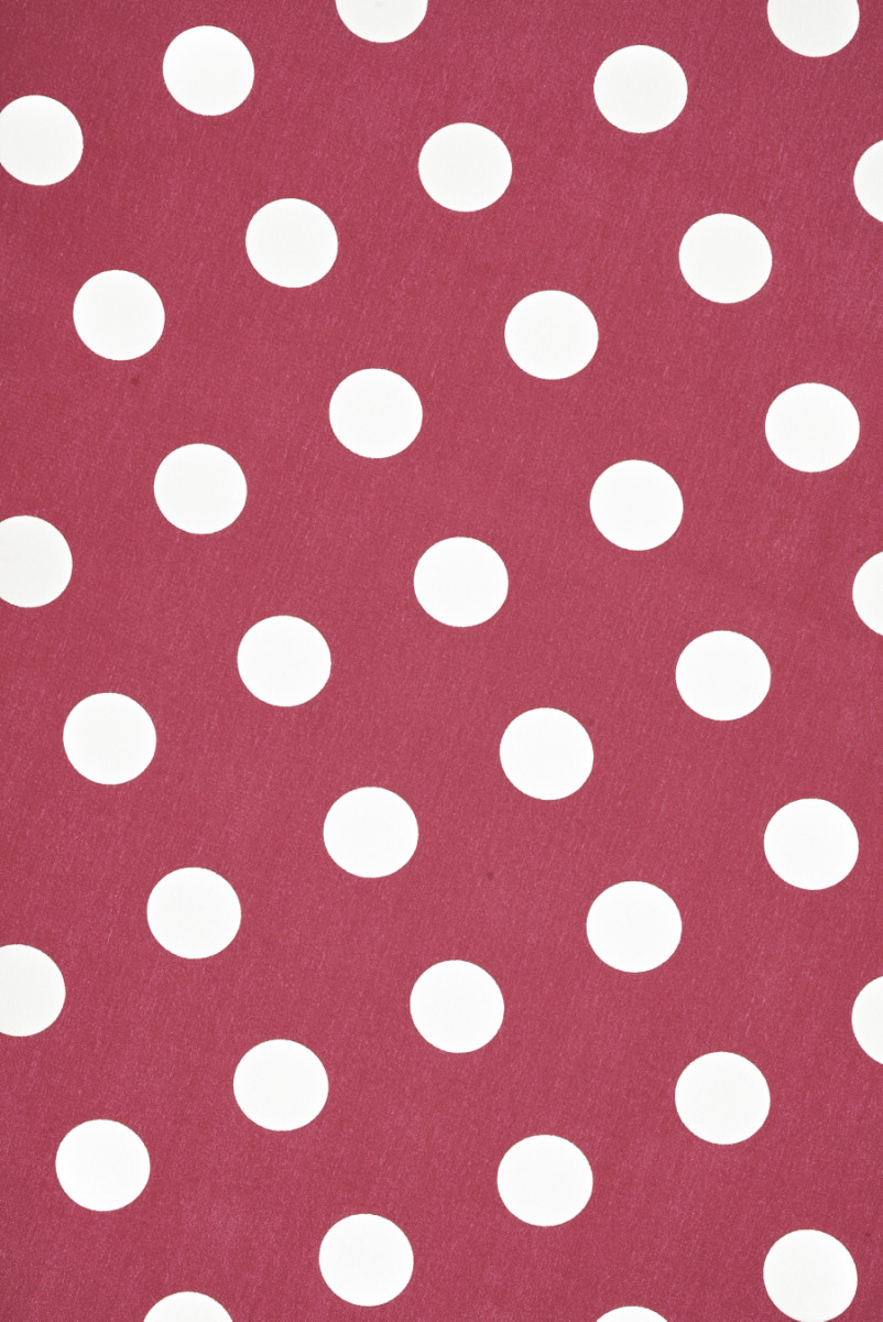 Raspberry silk crepe with polka dots