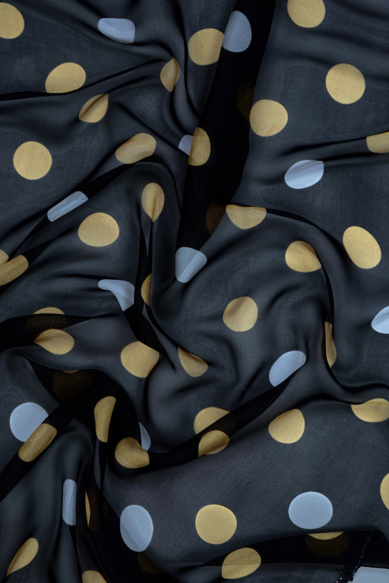 Muslin and viscose silk with polka dots