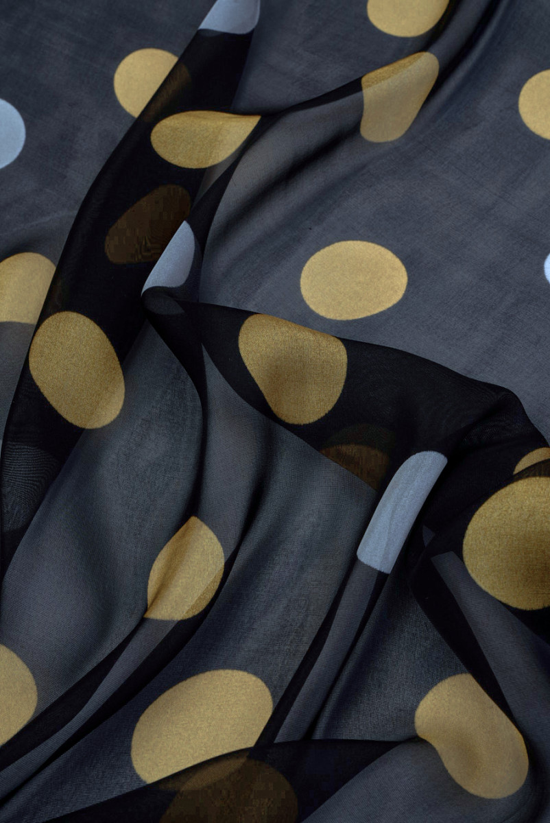 Muslin and viscose silk with polka dots