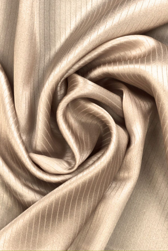Beige silk satin with jacquard stripes