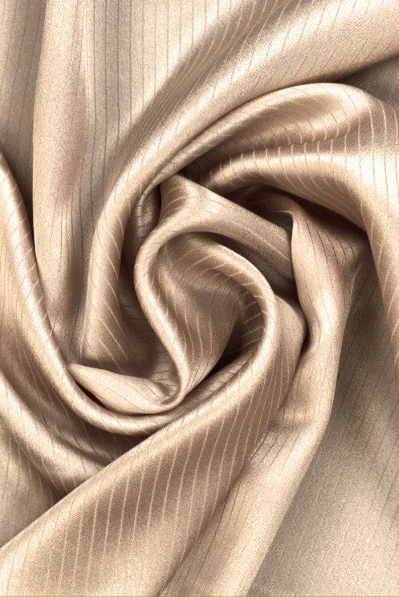 Beige silk satin with jacquard stripes