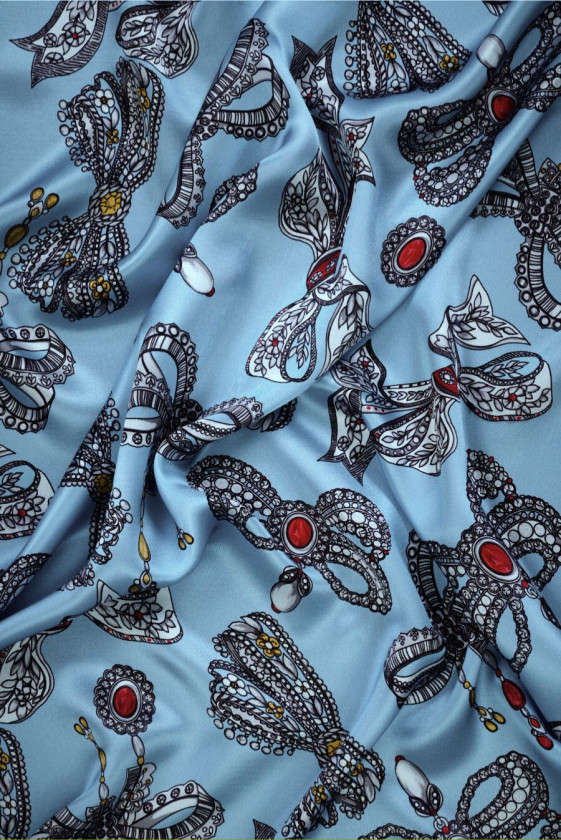 Silk Satin Grey-Blue Jewelry Bows