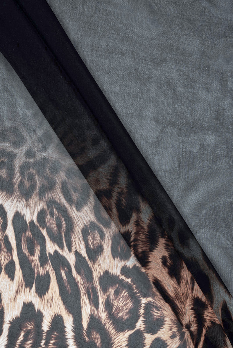 Musselin-Viskose-Seide mit Leopardenmuster