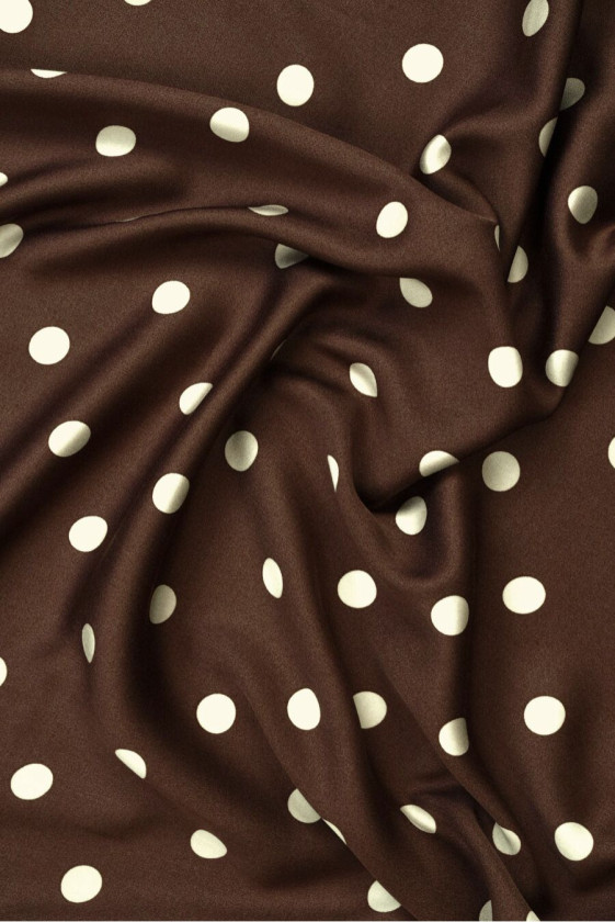 Viscose brune avec pois écrus COUPONS