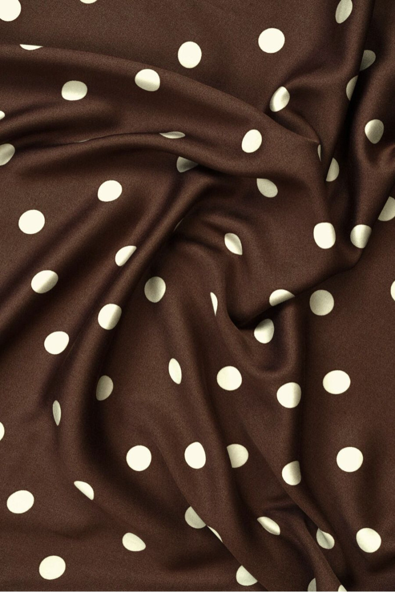 Viscose brune avec pois écrus COUPONS
