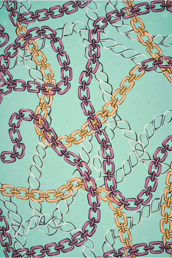 Jacquard silk sage in chains