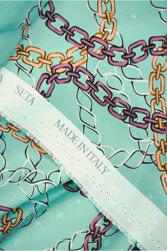 Jacquard silk sage in chains