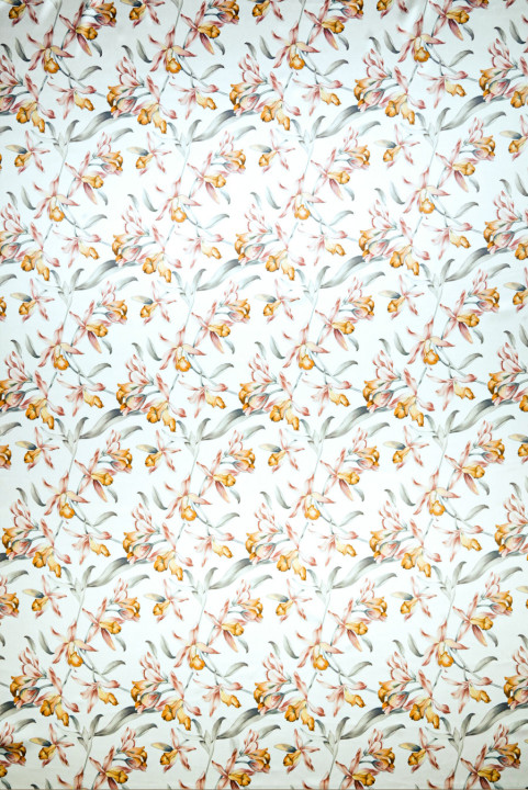 Silk satin with pastel flowers