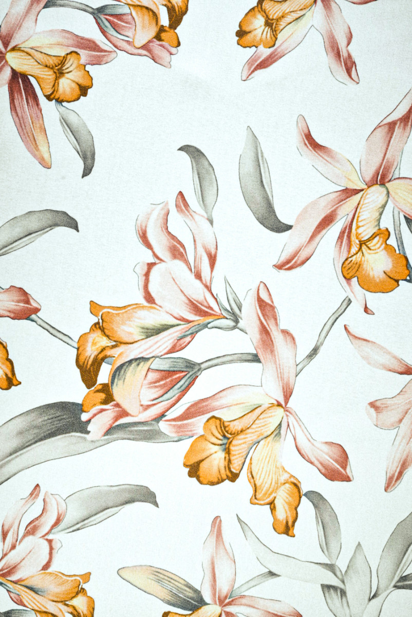 Silk satin with pastel flowers