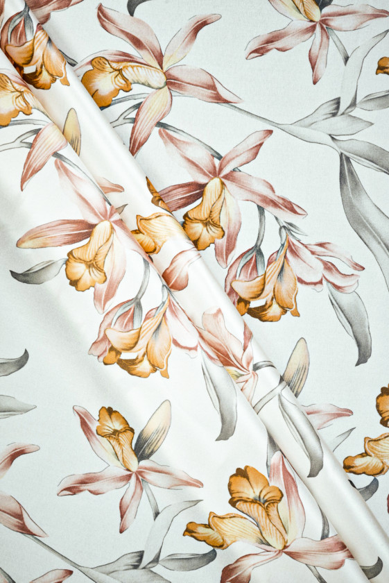 Silk satin with pastel flowers