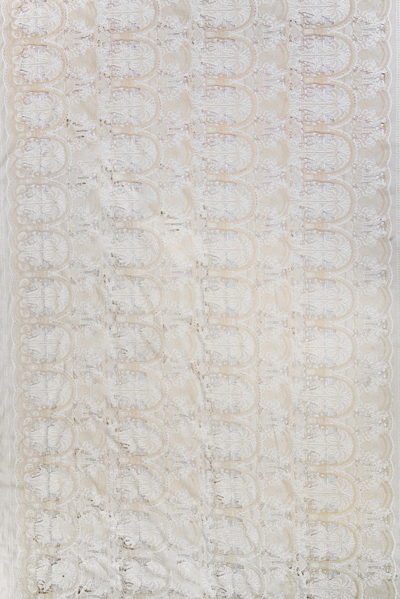 Embroidery on beige batiste