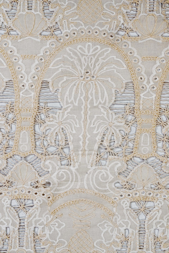 Embroidery on beige batiste