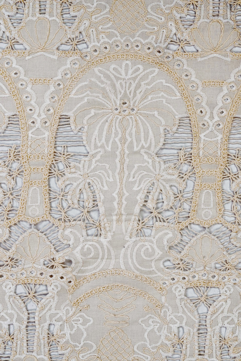 Embroidery on beige batiste