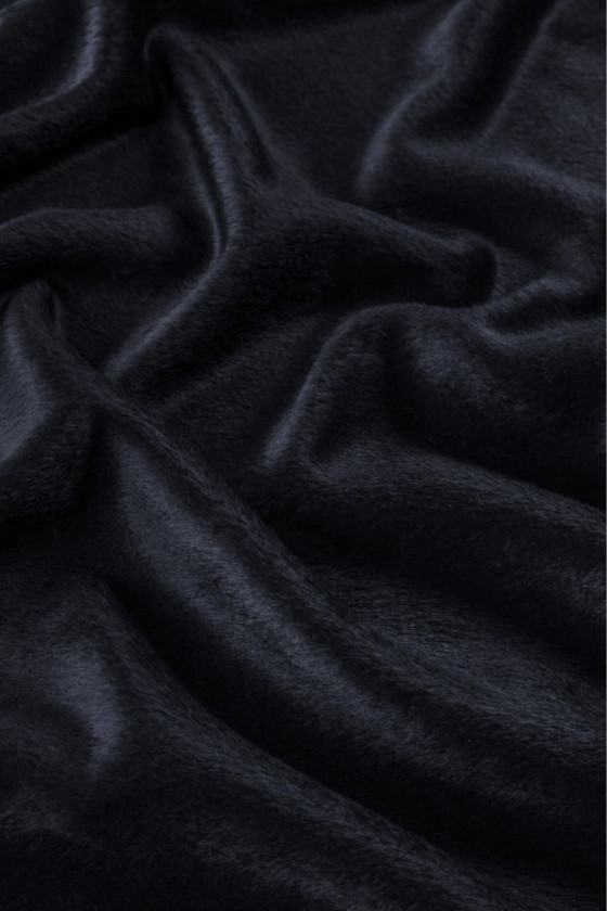 Coated alpaca very dark navy blue