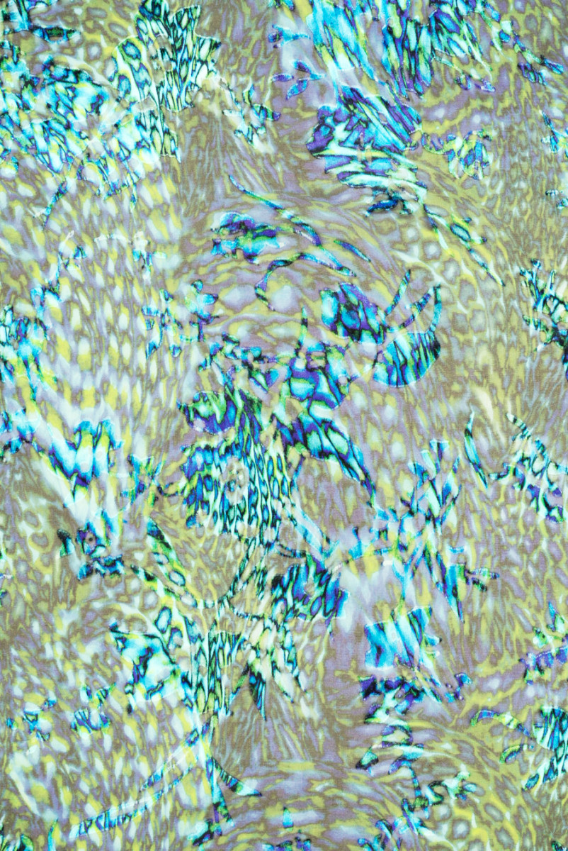 Silk with viscose devore cornflower-green