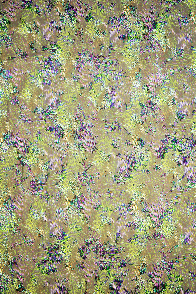 Silk with viscose devore green-purple