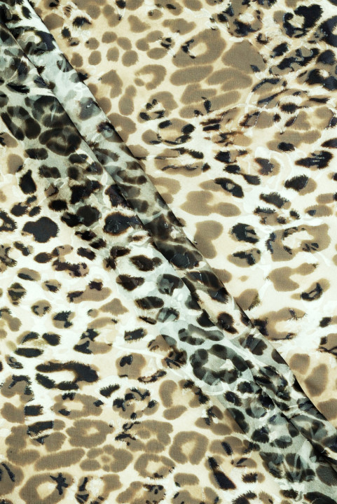 Silk with viscose devore leopard print