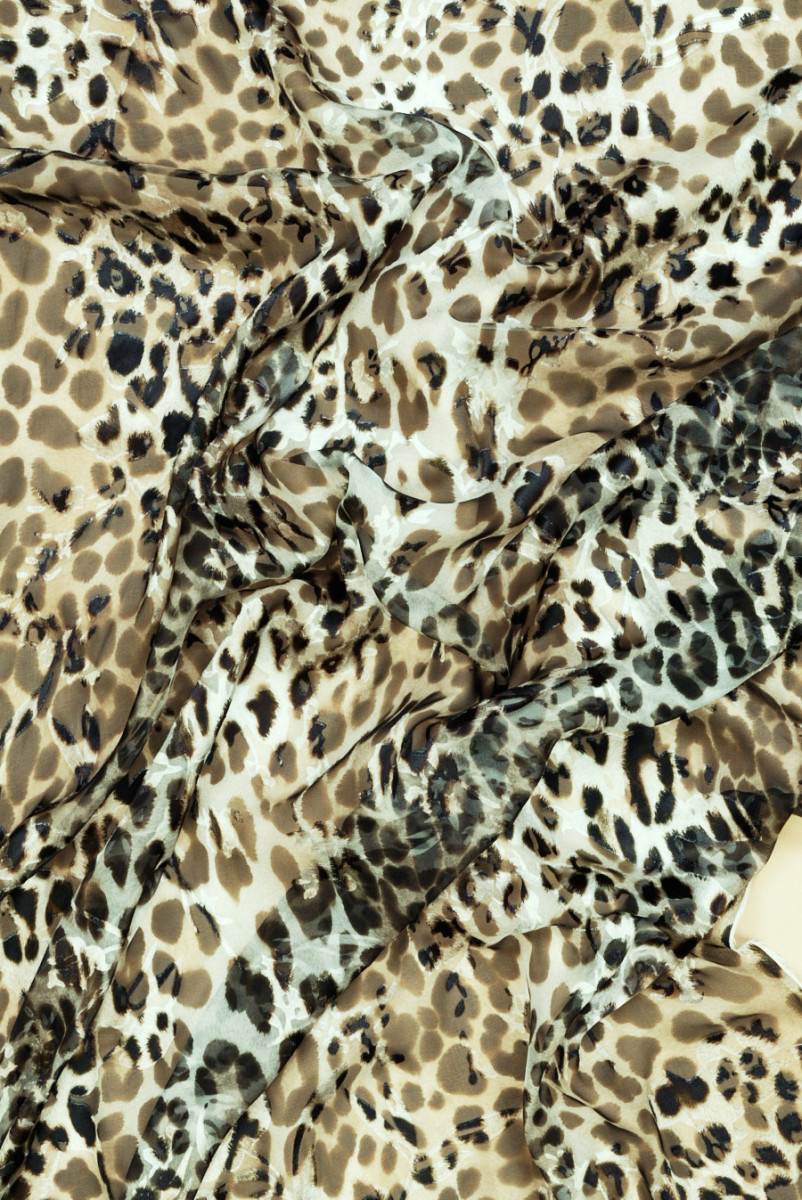 Silk with viscose devore leopard print