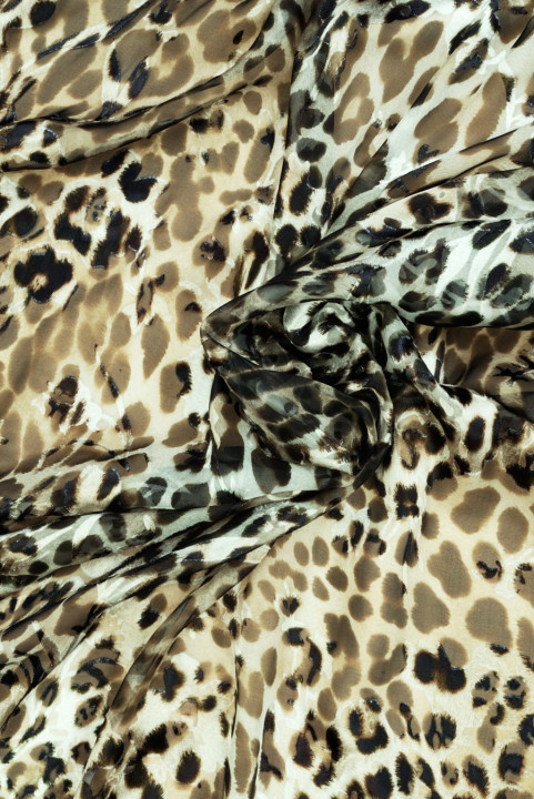 Silk with viscose devore leopard print