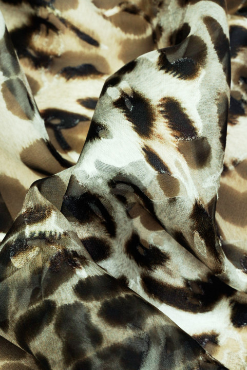 Silk with viscose devore leopard print
