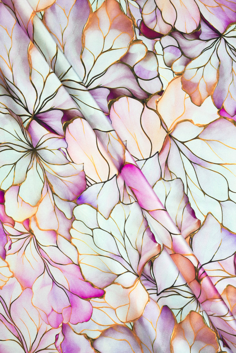 Silk satin with flowers