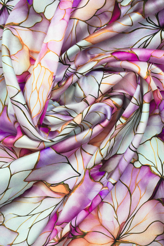 Silk satin with flowers