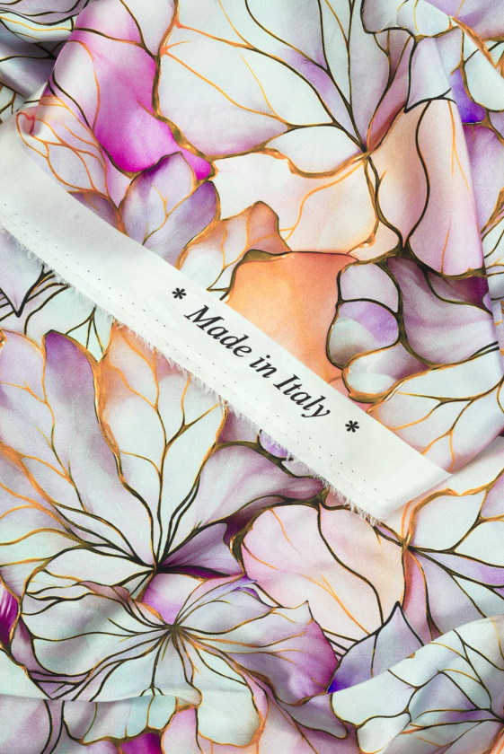 Satyna jedwabna w kwiaty KUPON 140 cm