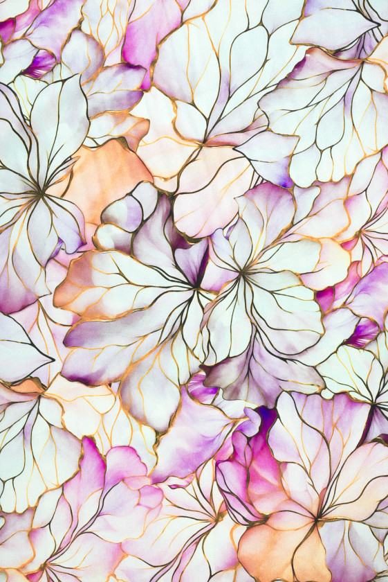 Silk satin with flowers