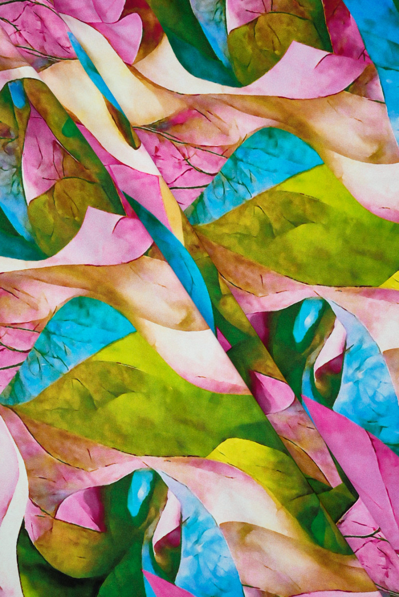 Silk satin in leaves