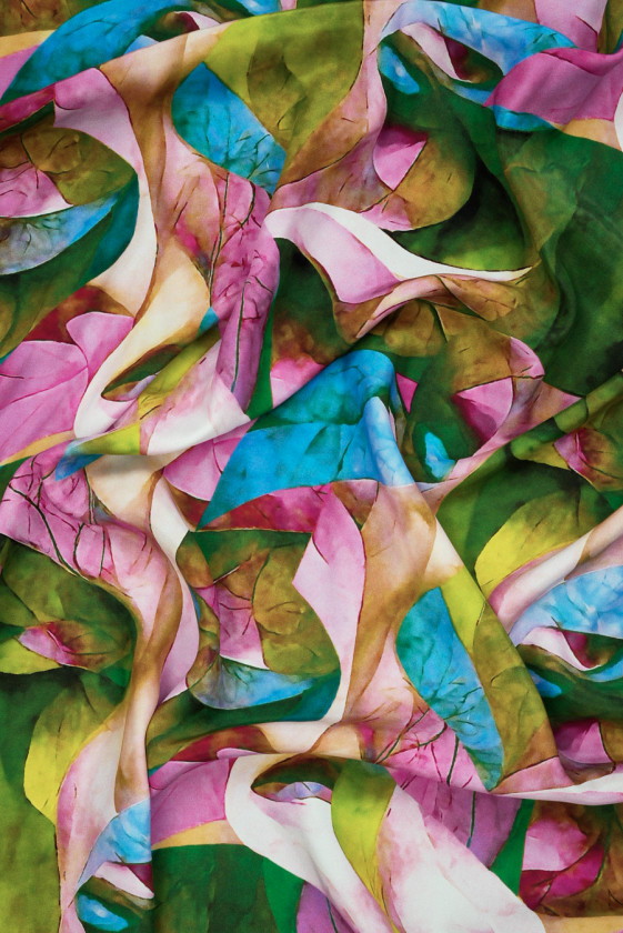 Silk satin in leaves