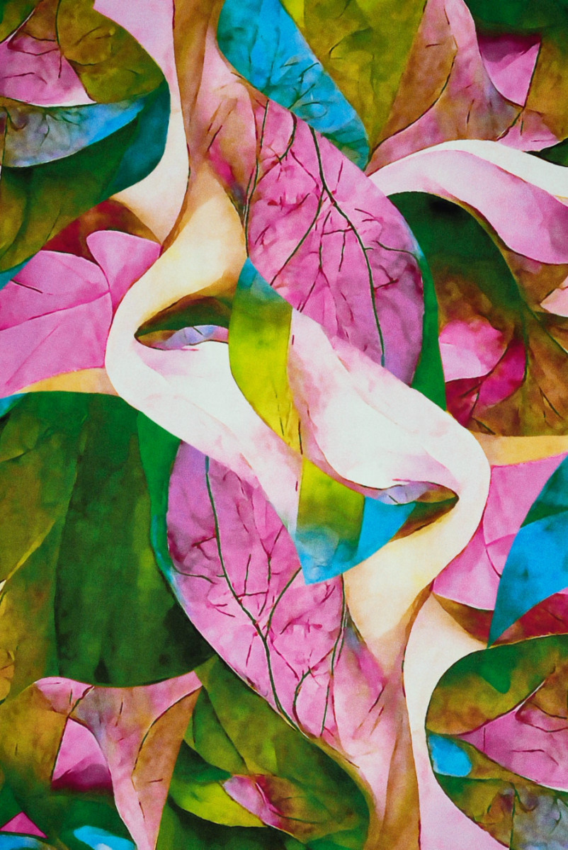 Silk satin in leaves