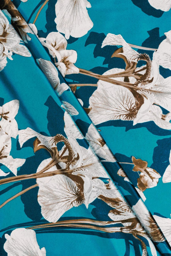 Silk satin with sea iris
