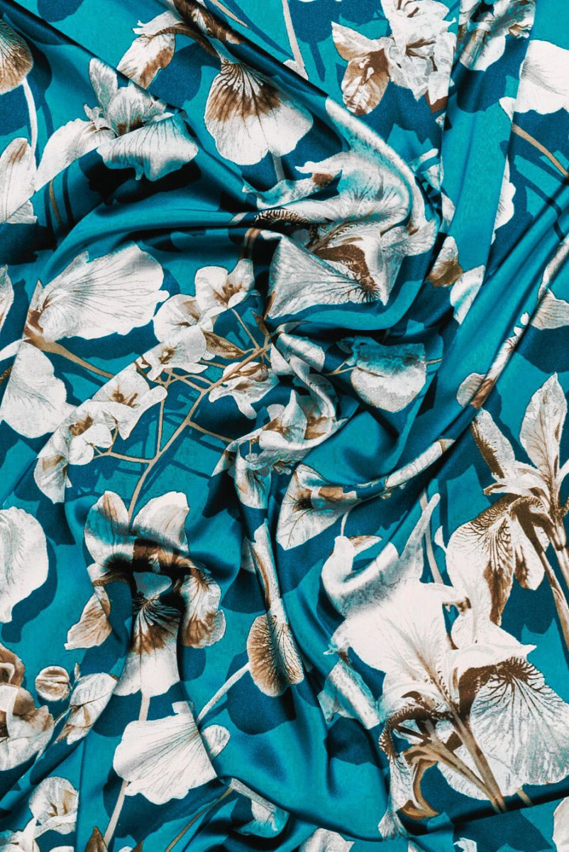 Silk satin with sea iris