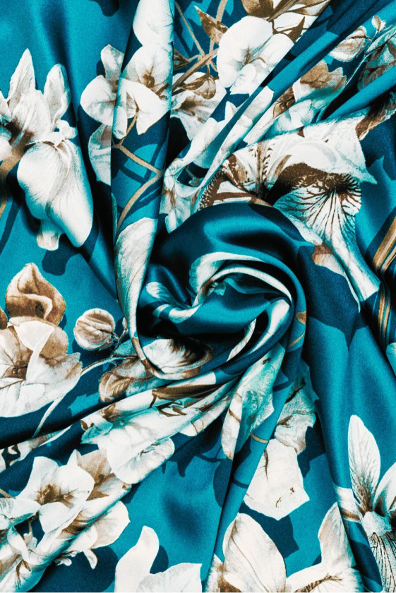 Silk satin with sea iris