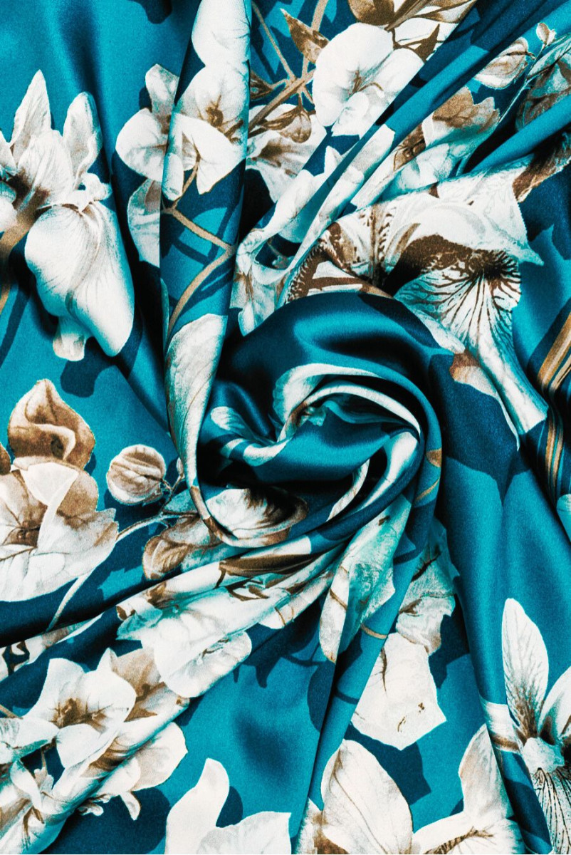 Silk satin with sea iris