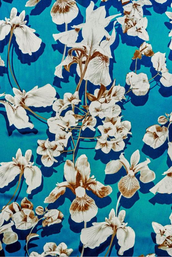Silk satin with sea iris