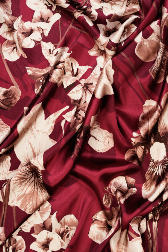 Silk satin in cherry iris