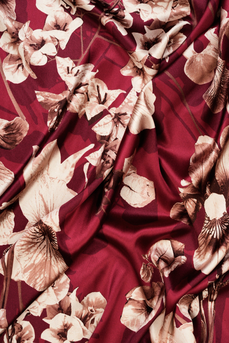 Silk satin in cherry iris