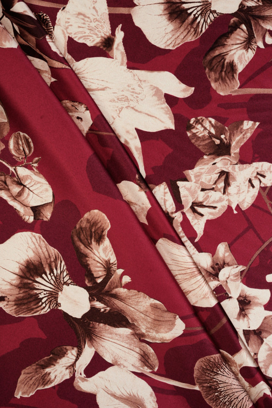 Silk satin in cherry iris