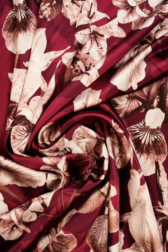 Silk satin in cherry iris