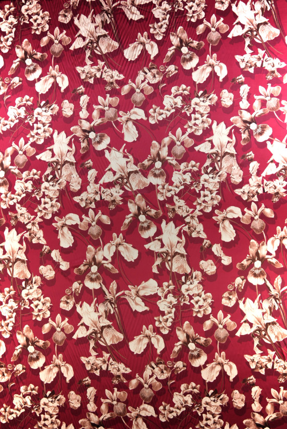 Silk satin in cherry iris