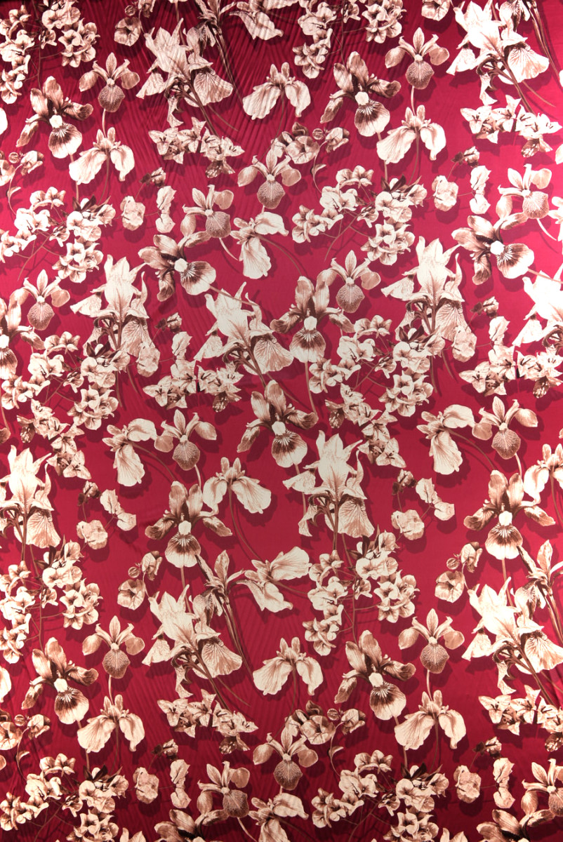 Silk satin in cherry iris