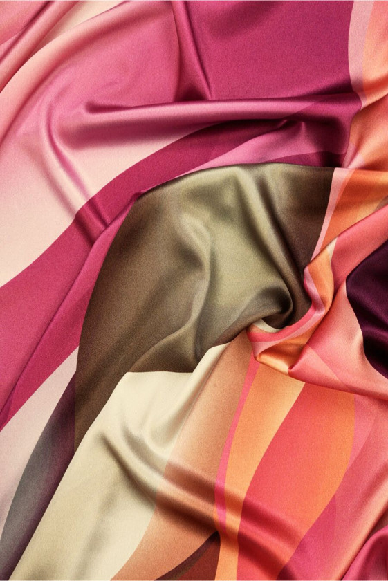 Satin di seta grandi onde colorate KUPON 70cm