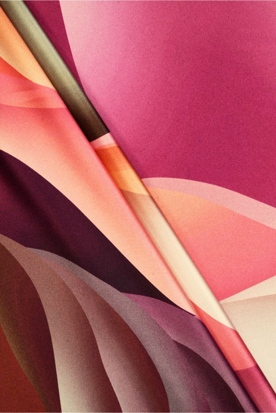 Seidensatin große bunte Wellen STÜCK 70 cm